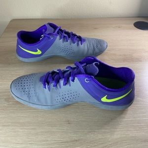 Nike Womens Fitsole Athletic Shoes Size 7.5 Gray/Purple/Bright Yellow